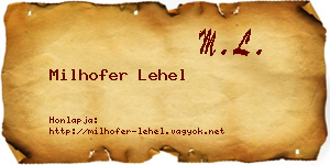 Milhofer Lehel névjegykártya